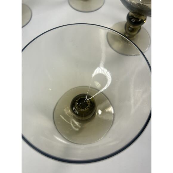 5 MCM - 5-Smoke/ Olive - Double Bubble Stem Champagne Coupe Cocktail Glasses - Picture 7 of 7